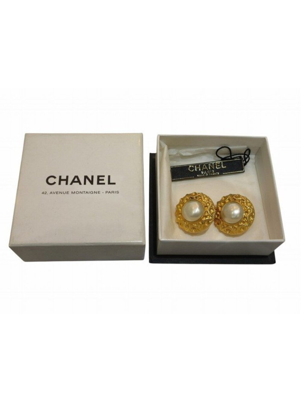 Chanel Vintage Earrings Faux Pearl White